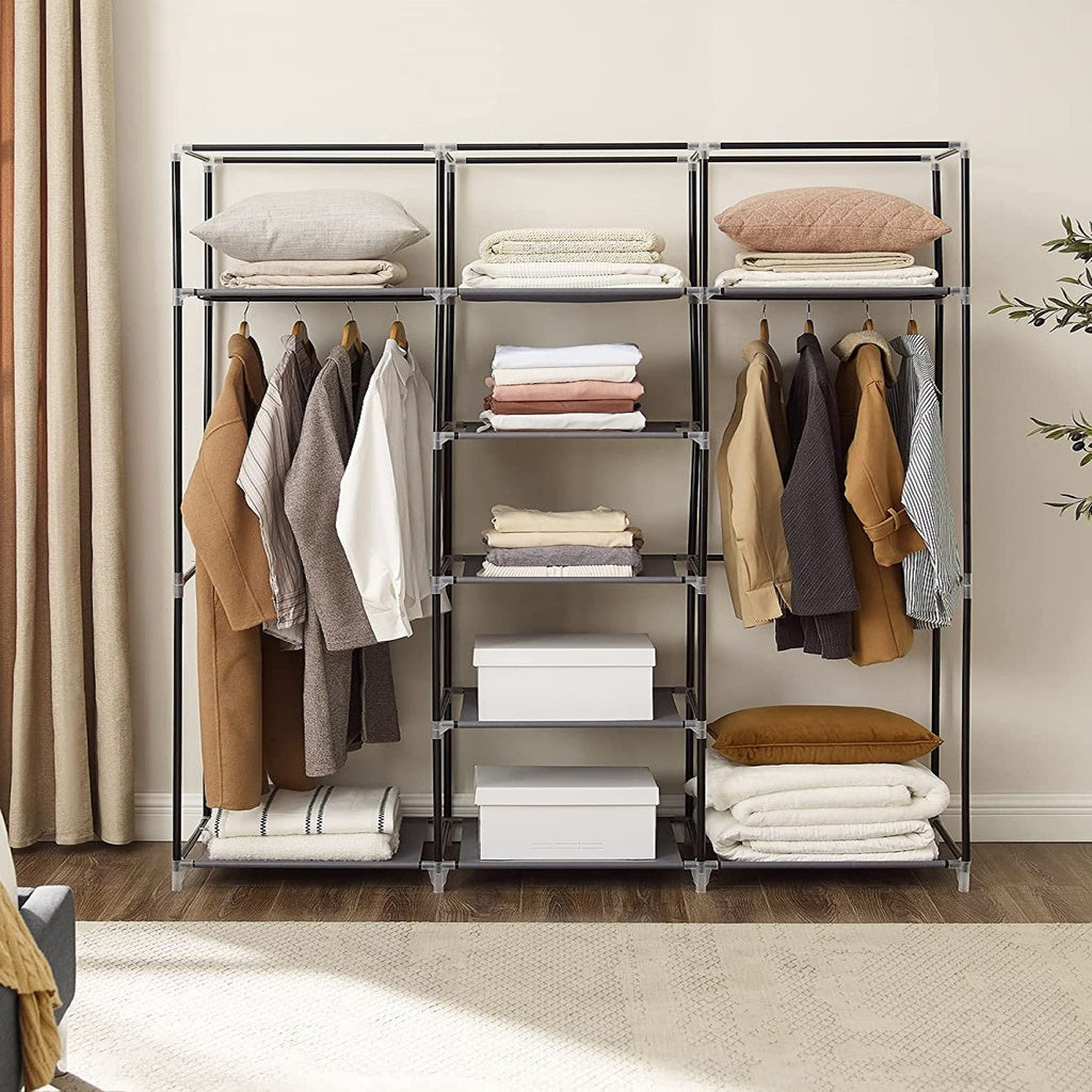 Wardrobe Bedroom Cupboard Clothes Storage Organiser Gray