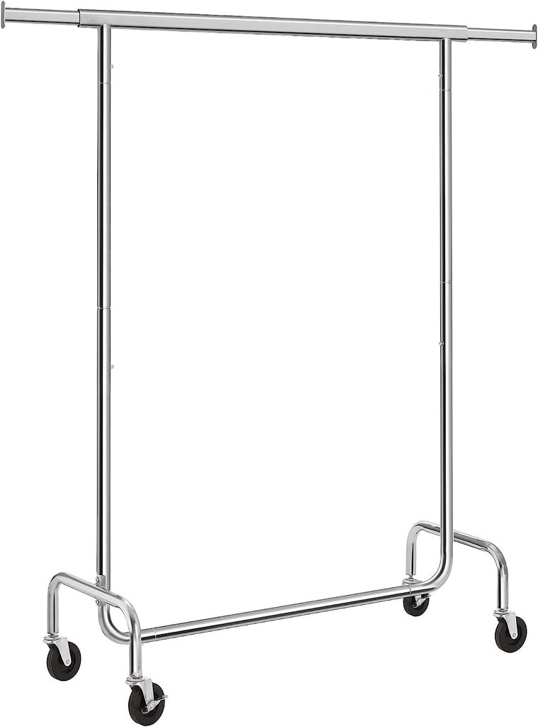 Heavy Duty Clothes Rack on Wheels Metal Chrome Extendable