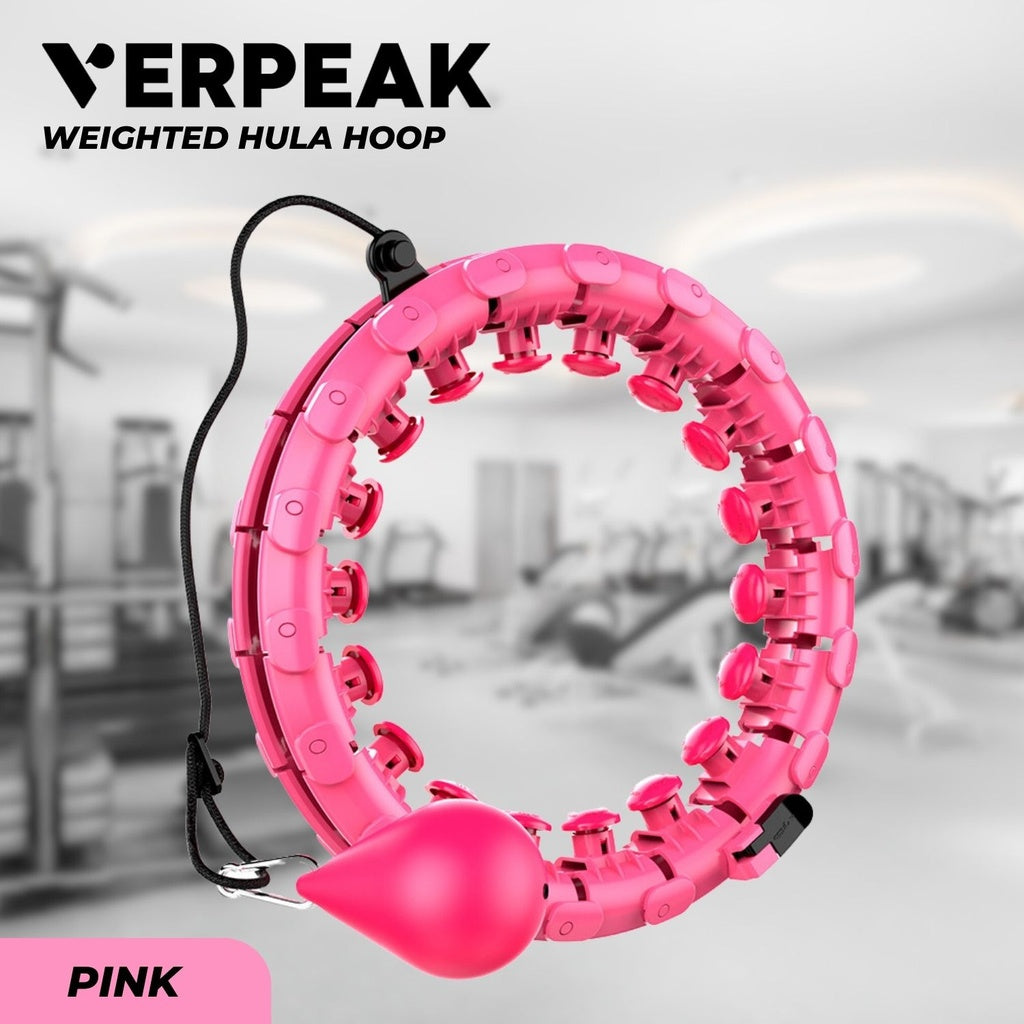 Weighted Hula Hoop with 26 Detachable Knots (Pink)