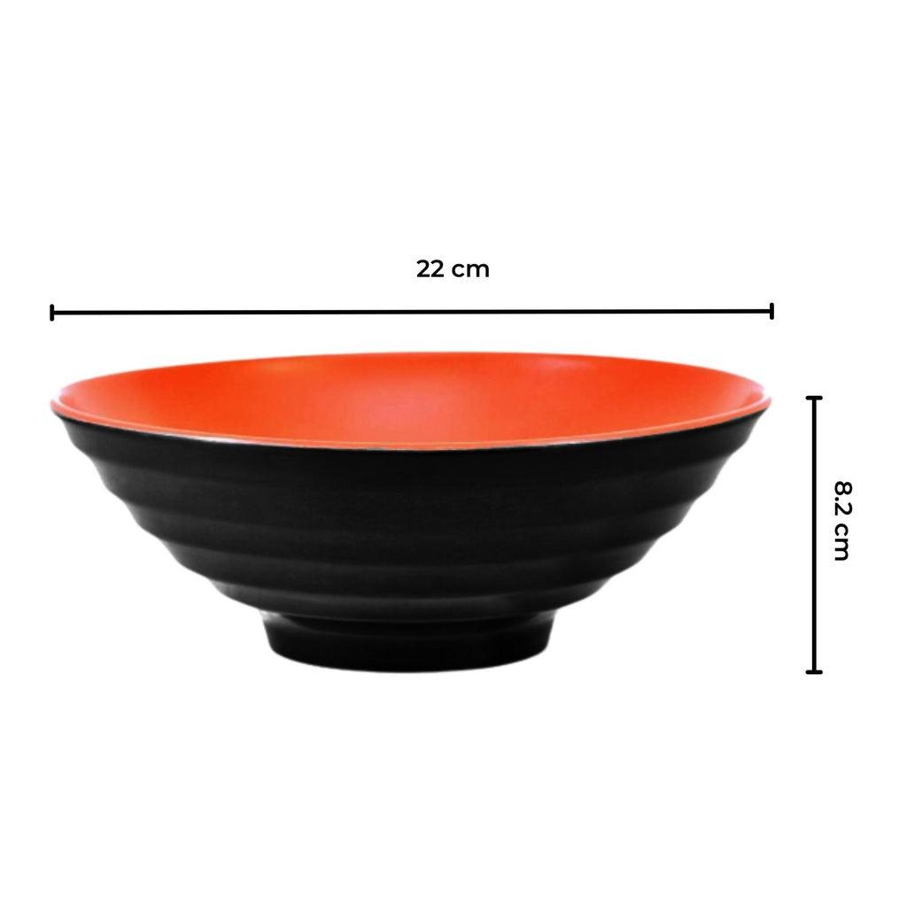 4 Sets (12 Piece) Noodle Soup Bowl Dishware with Matching Spoon and Chopsticks (Red and Black)