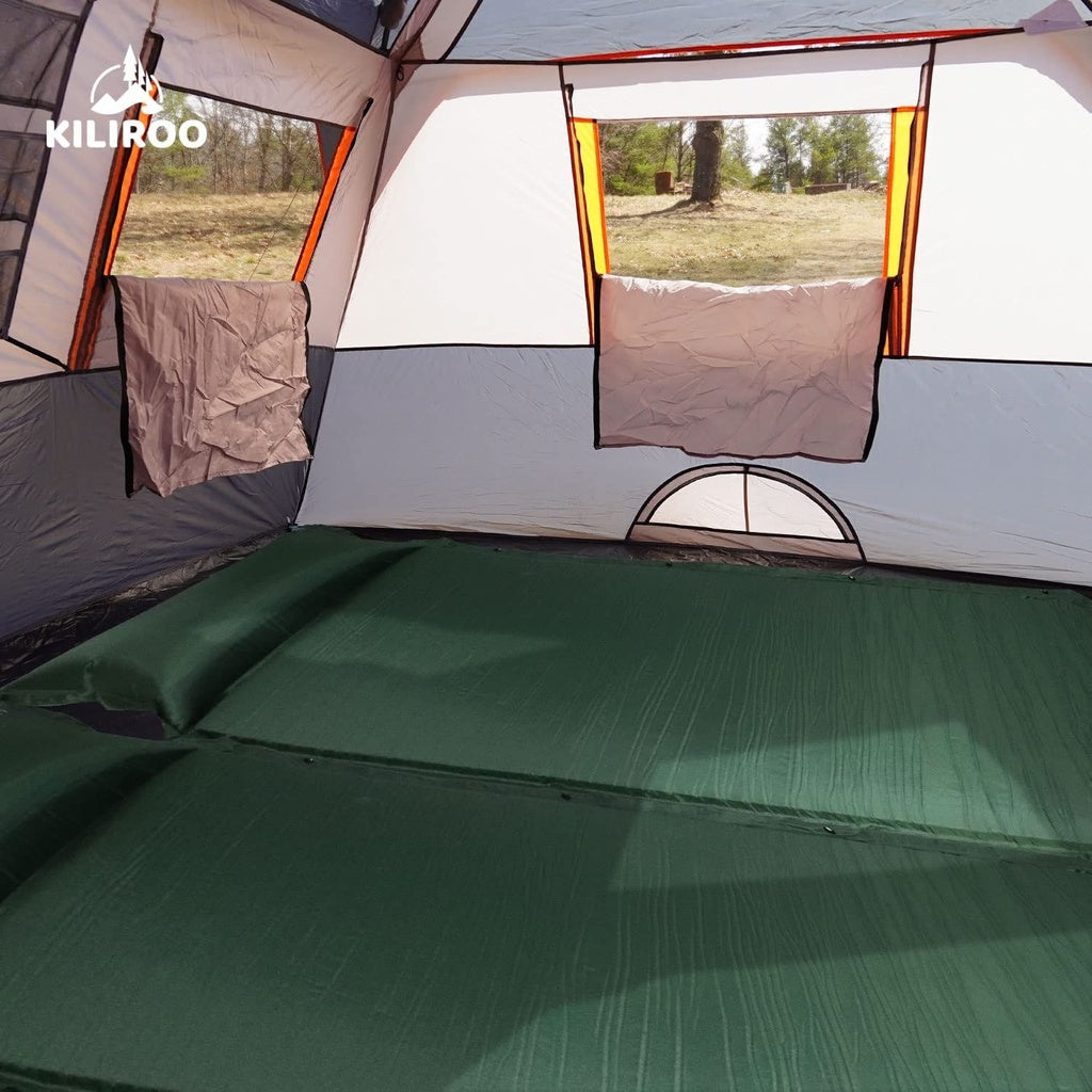 Inflating Camping Mat with Pillow - Army Green