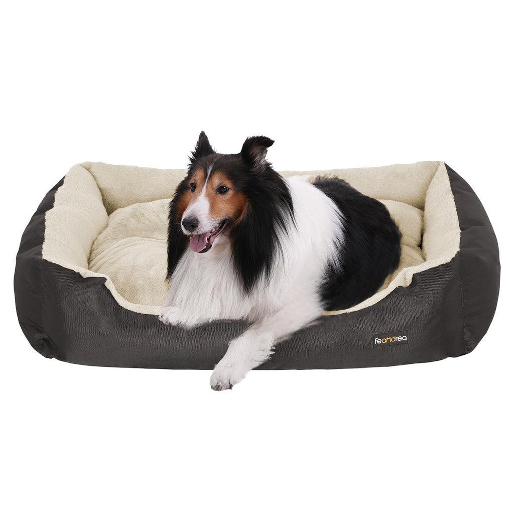 70cm Dog Bed Reversible Cushion Dark Grey