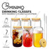 6 Pcs Clear Drinking Glasses with Bamboo Lids and Glass Straw 16 Oz