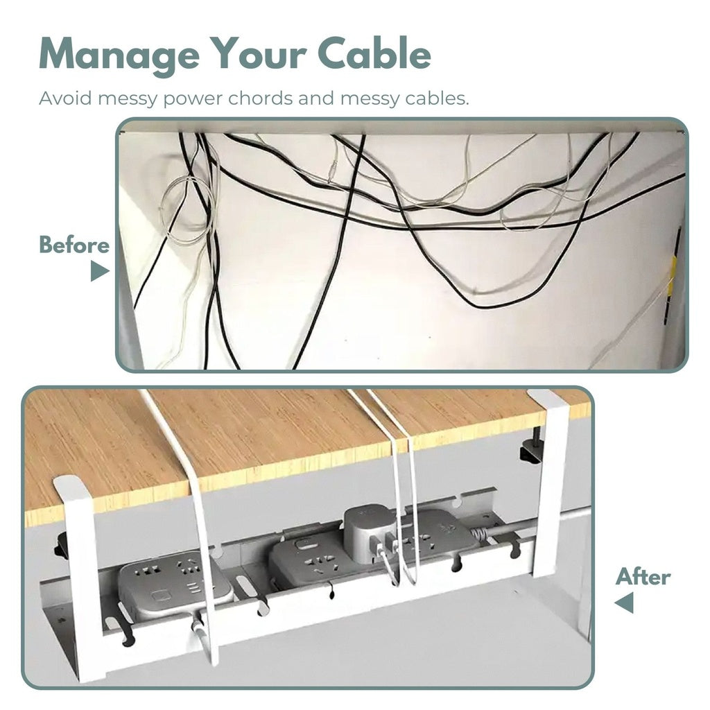 Retractable Cable Management Tray - No Drilling Type (White)