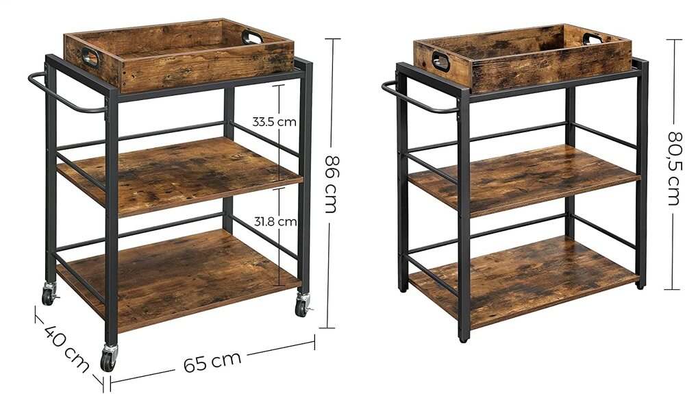 Utility Cart with Removable Tray and Universal Castors