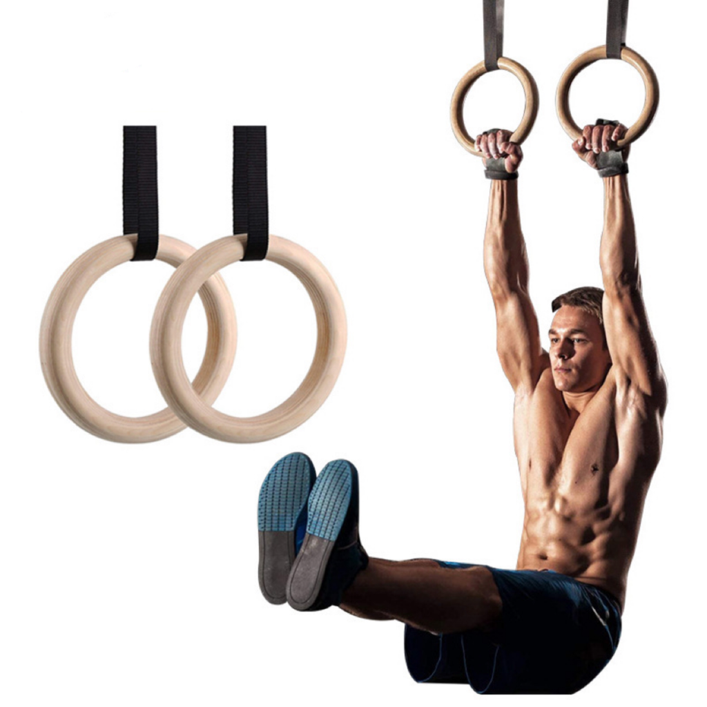 Wooden Gymnastic Rings with Adjustable Straps Heavy Duty Exercise Gym Rings (Wooden)