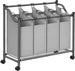 Laundry Basket with 4 Removable Laundry Bin on Wheels Gray