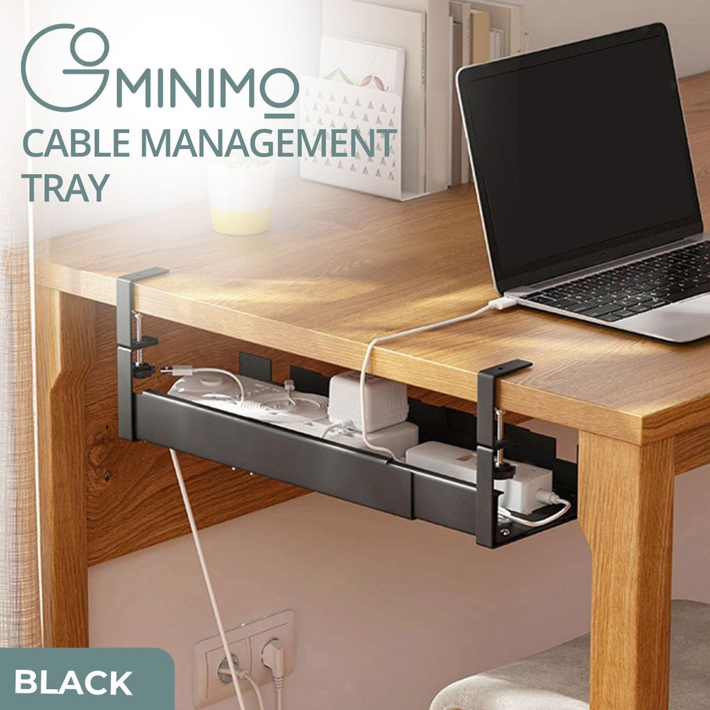 Retractable Cable Management Tray- No Drilling Type (Black)
