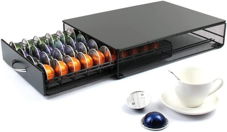 Coffee Pod Holder Drawer Storage with Vertuoline Stores 40 Pods (Black)