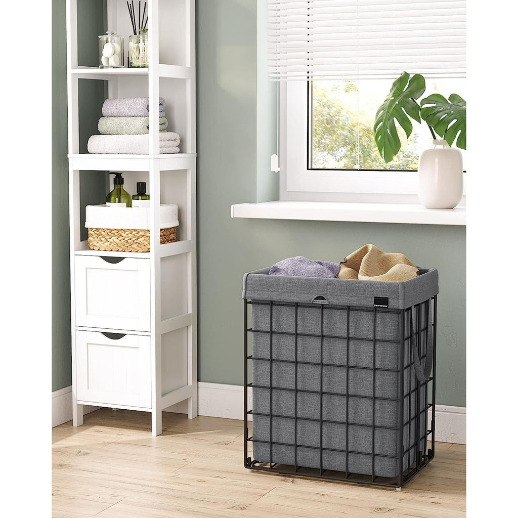 Laundry Hamper 90L Metal Wire Frame Black and Gray LCB190G01