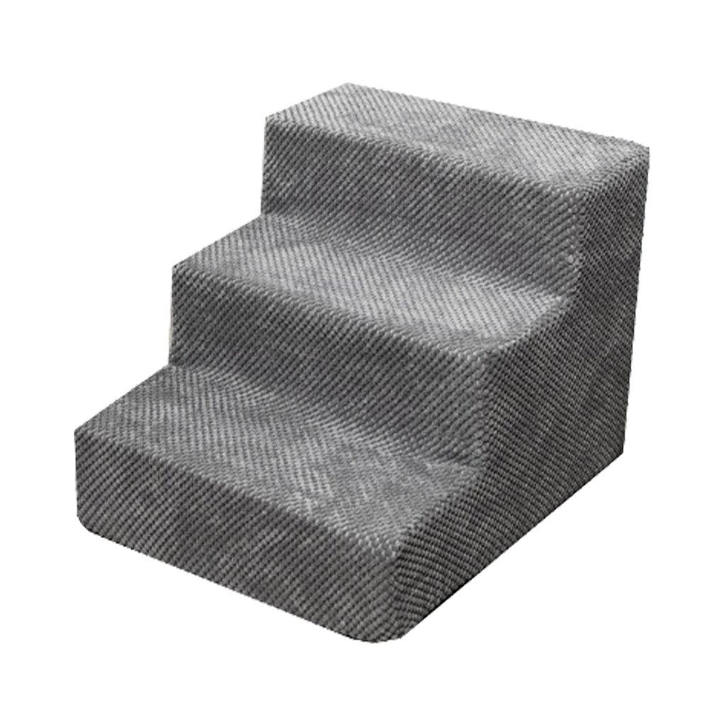 3-Step Detachable Memory Foam Pet Stairs with Removable Washable Cover (Grey)