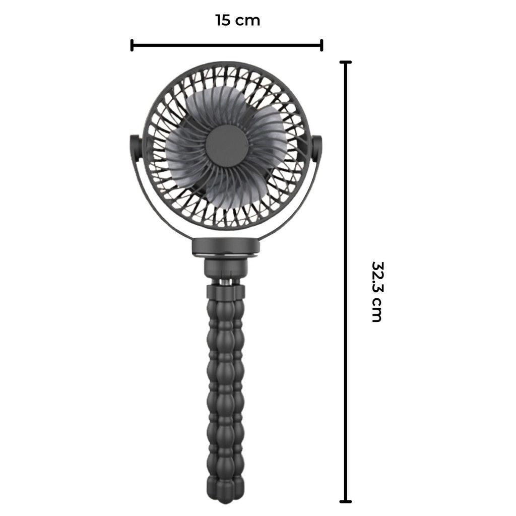 5000mAh Rechargeable Clip Fan with Flexible Tripod (Black)