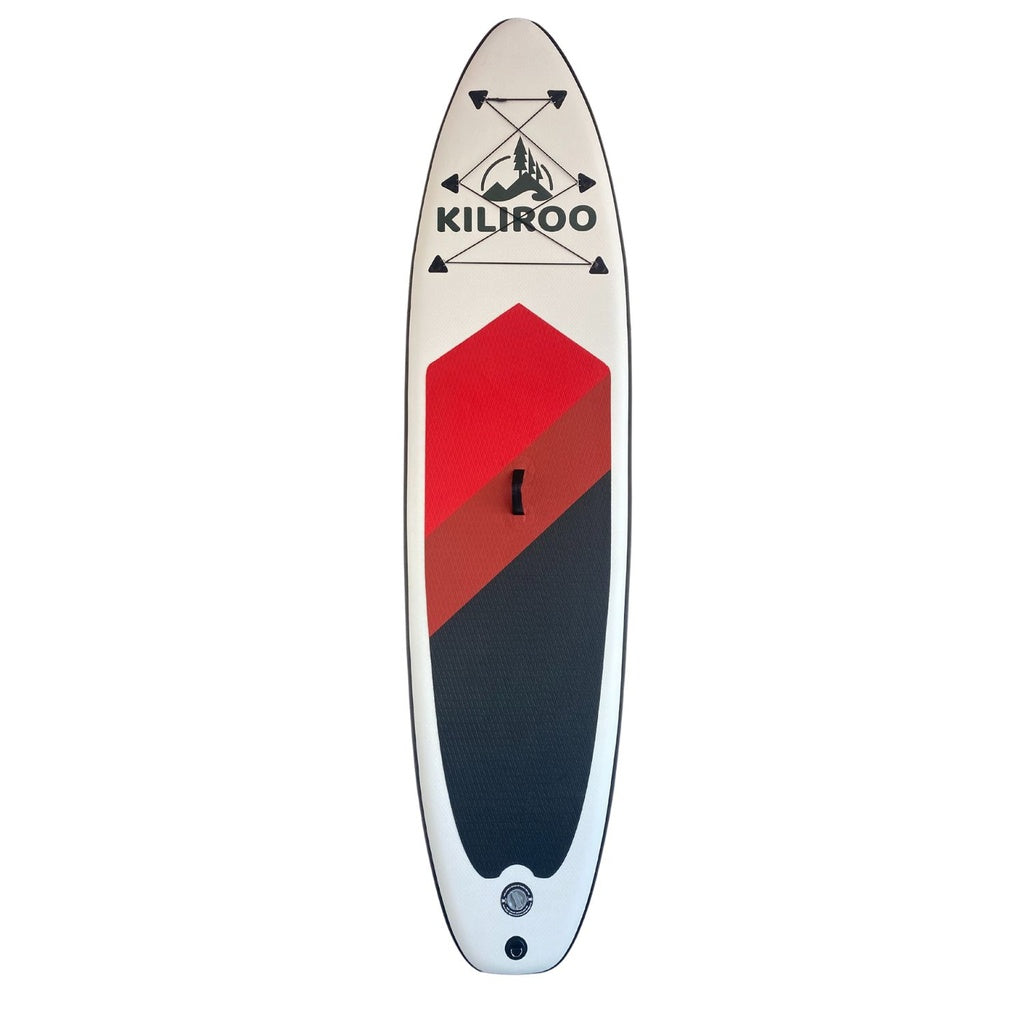 Inflatable Stand Up Paddle Board Balanced SUP Portable Ultralight, 10.5 x 2.5 x 0.5 ft, with EVA Anti-Slip Pad Red, Dark Red & Black