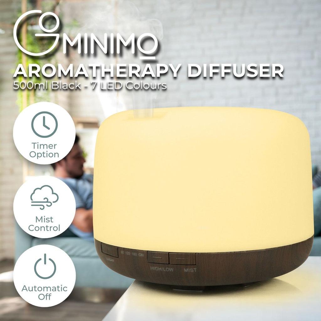 5 in1 LED Aromatherapy Essential Oil Diffuser 500ml (Dark Wood Base)