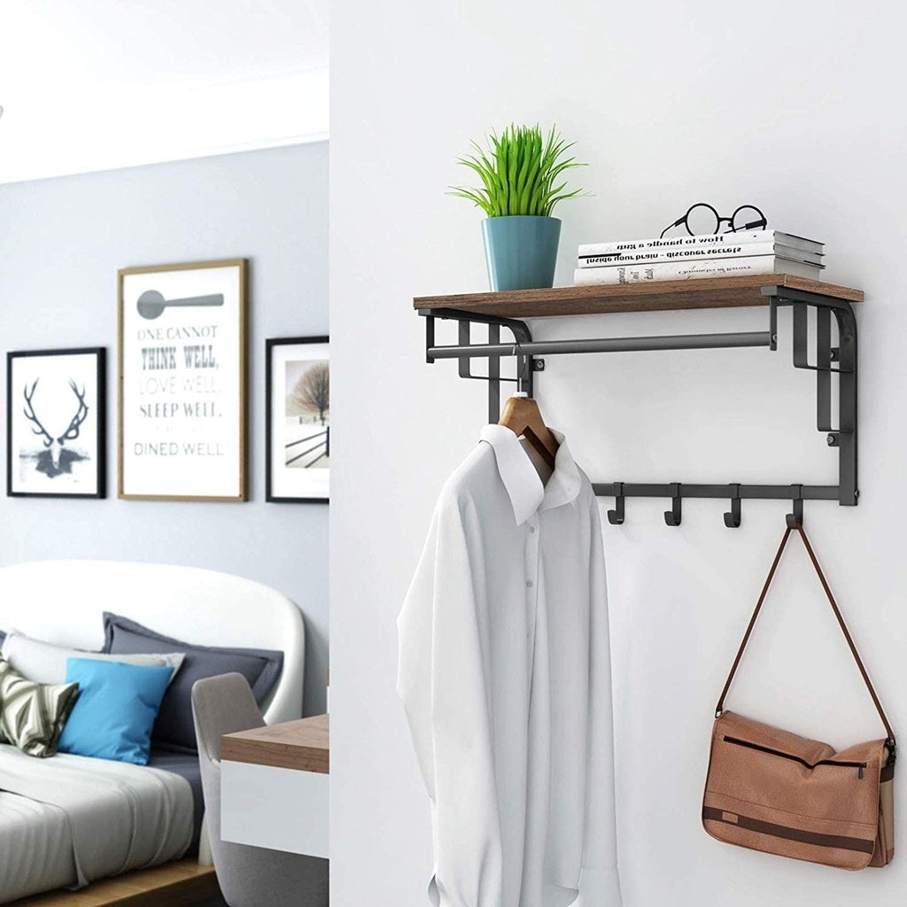 Wall-Mounted Coat Rack with 5 Hooks