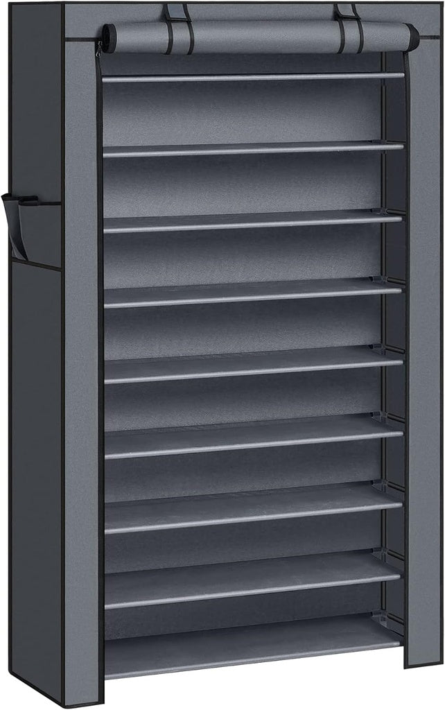 10-Tier Shoe Rack Storage Cabinet with Dustproof Cover Gray