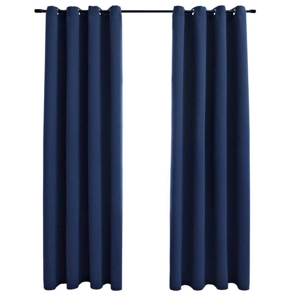 Blackout Window Curtains for Thermal Insulated Room (Set of 2, W132cm x D160cm, Dark Blue)