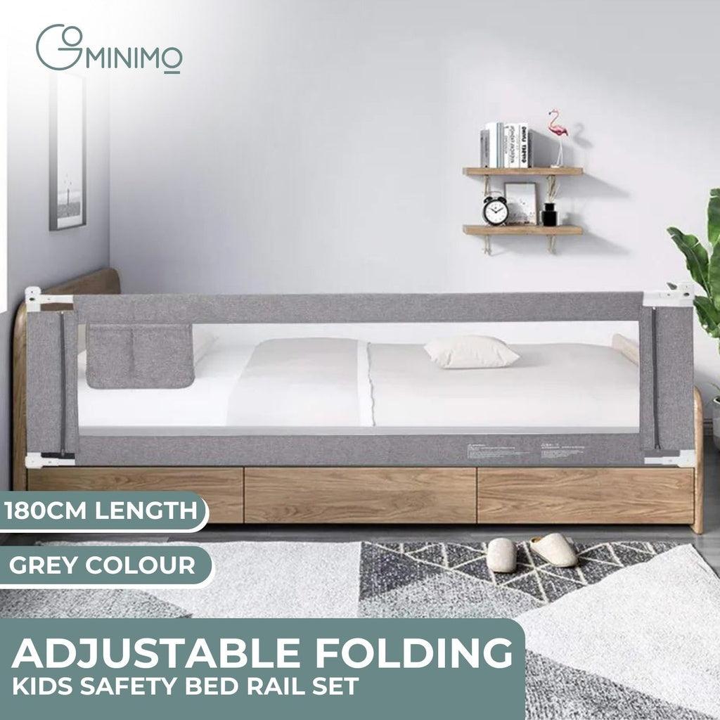 90CM Height Adjustable Folding Kids Safety Bed Rail (180X90CM Single Side 1 PCS, Grey) GO-SBR-101-JL