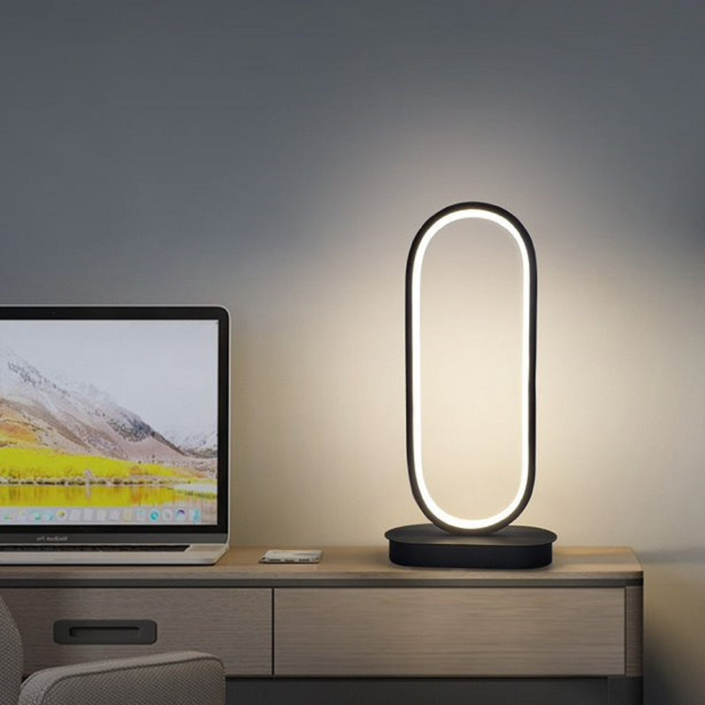 LED Aluminium Desk Night Lamp Oval Shape (Black)