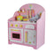 Wooden Kitchen Playset for Kids with Clock (Japanese Style Kitchen Set, Pink) EK-KP-109-MS