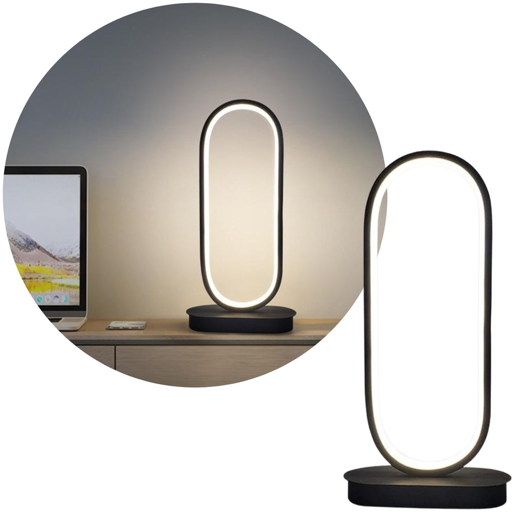 LED Aluminium Desk Night Lamp Oval Shape (Black)