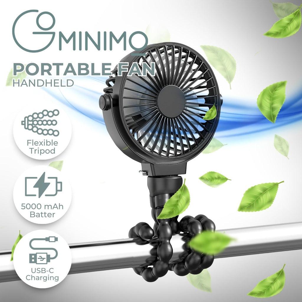 5000mAh Rechargeable Clip Fan with Flexible Tripod (Black)