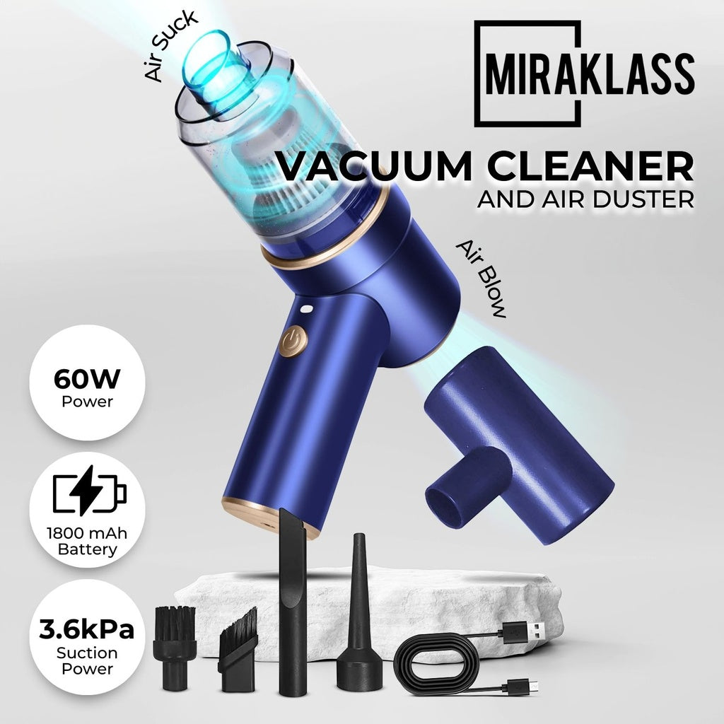 45000RPM 7.4V Rechargeable Cordless Air Duster and Car Vacuum Cleaner (Navy Blue)