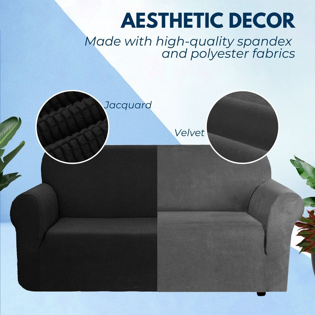 Polyester Jacquard Sofa Cover 2 Seater (Black)