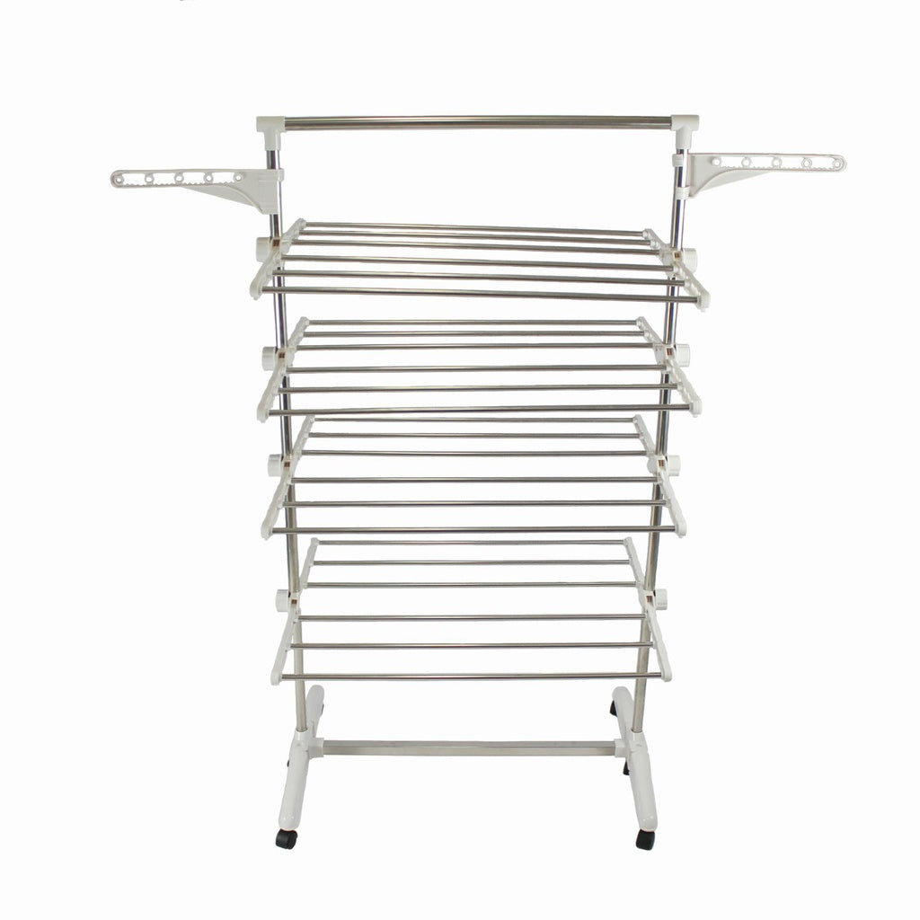 Laundry Drying Rack 4 Tier, Adjustable and Foldable Clothing Rack,  White