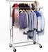Metal Clothes Rack Stand on Wheels Heavy Duty Silver