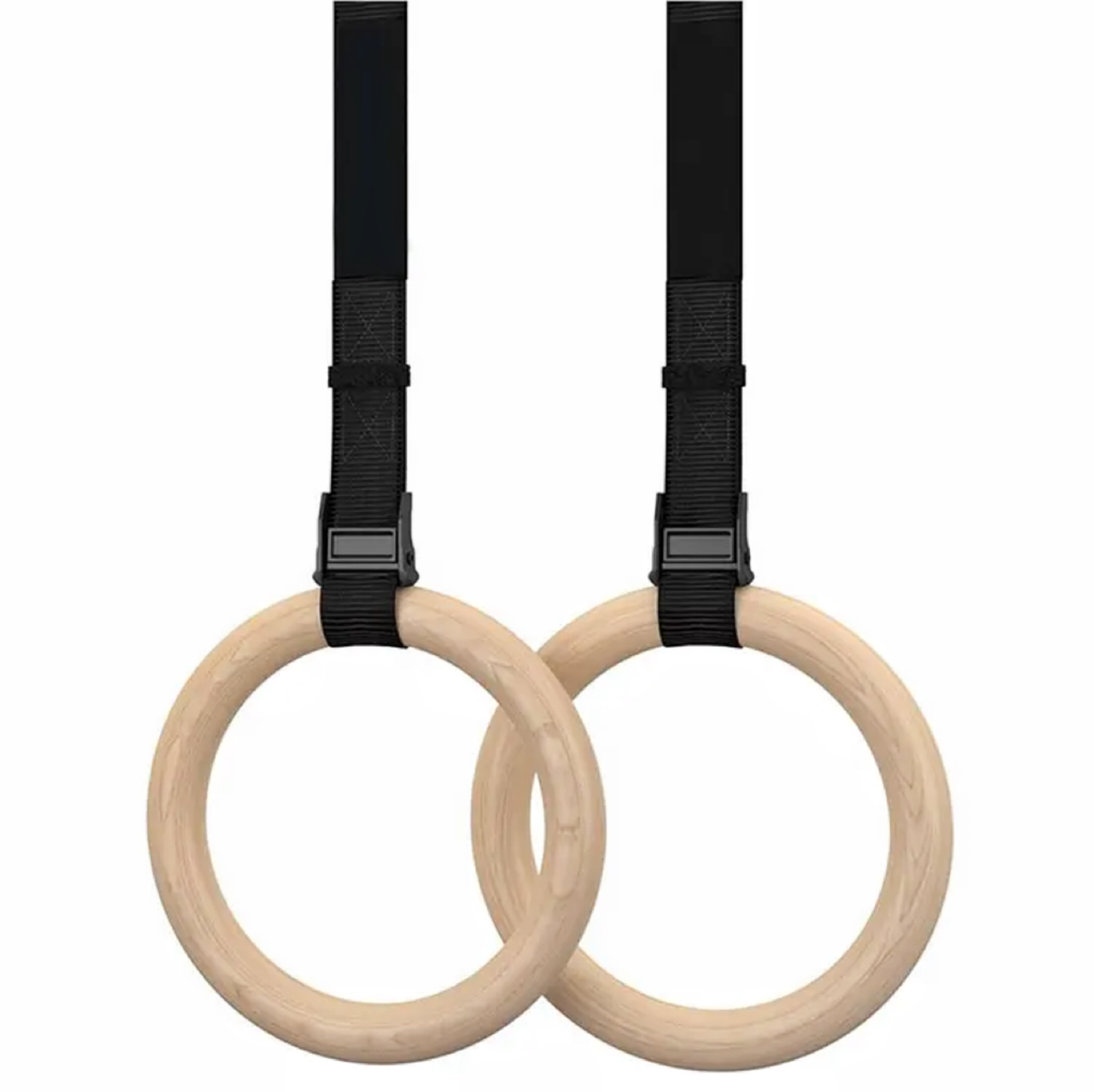 Wooden Gymnastic Rings with Adjustable Straps Heavy Duty Exercise Gym Rings (Wooden)