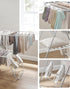 Foldable Clothes Drying Rack with Adjustable Wings Stainless Steel White and Silver