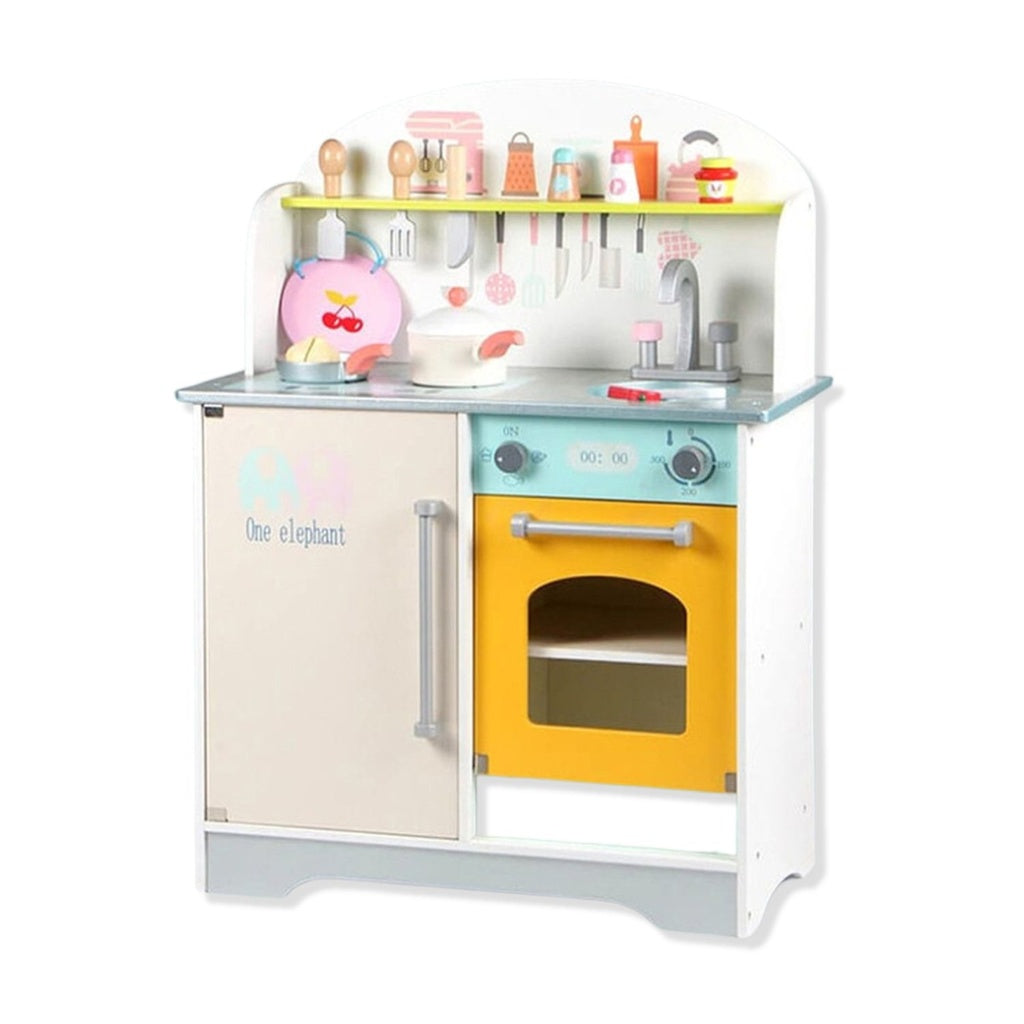 Wooden Kitchen Playset for Kids (Japanese Style Kitchen Set, Silver) EK-KP-107-MS