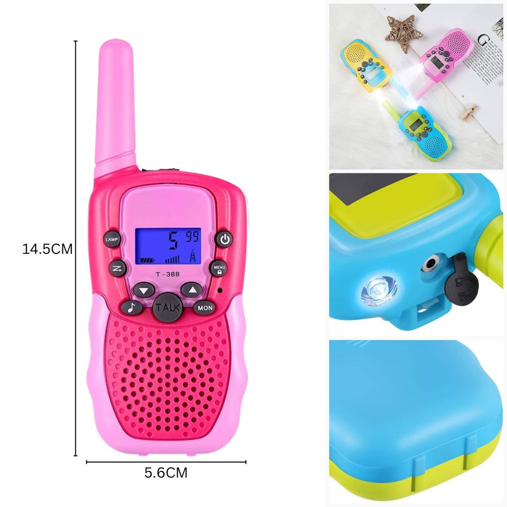 2 Pack Walkie Talkies for Kids with 40 Channels & LED Flashlight & LCD Screen (Pink)