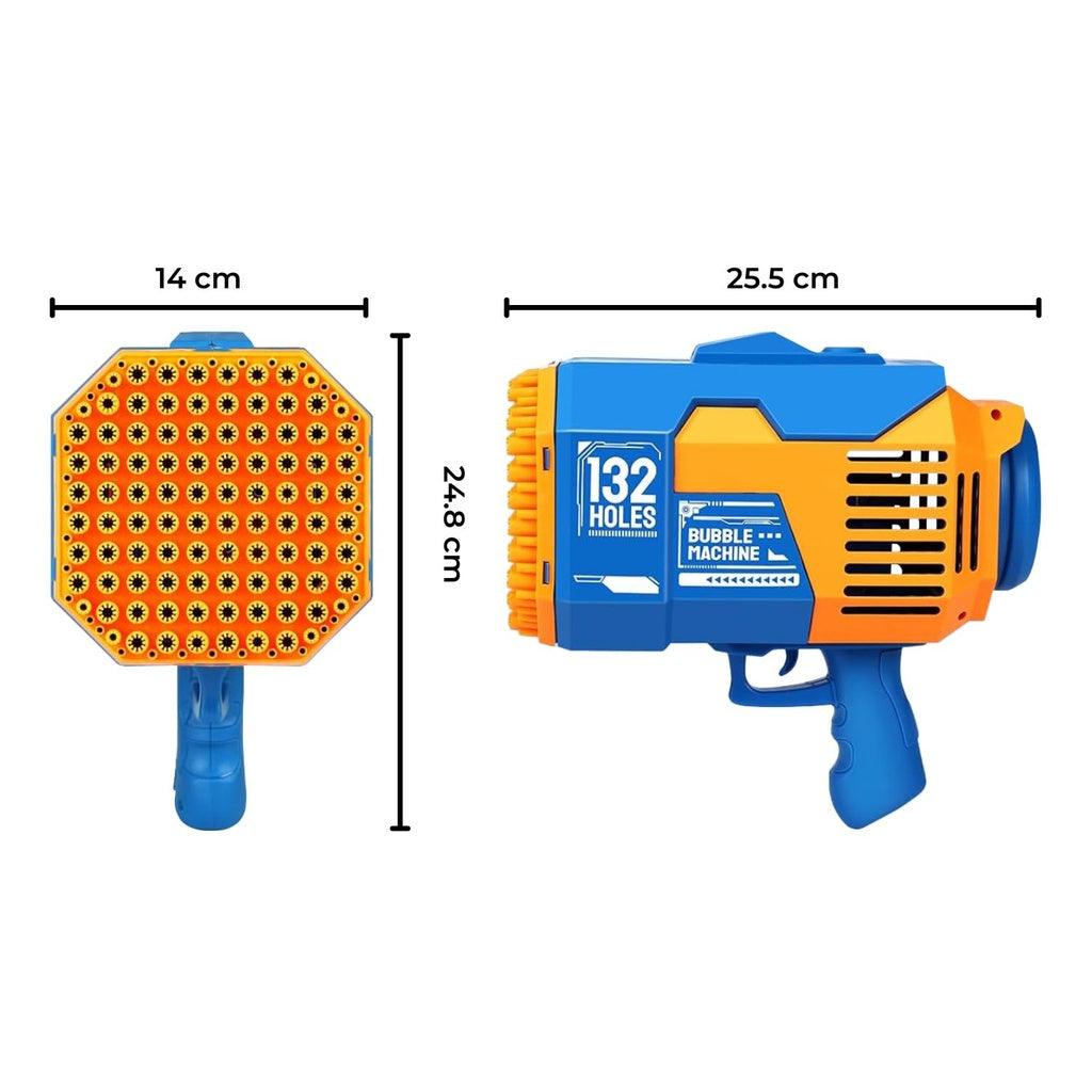 132 Holes Rechargeable Bubbles Machine Gun for Kids (Orange and Blue) GO-BMG-103-KBT