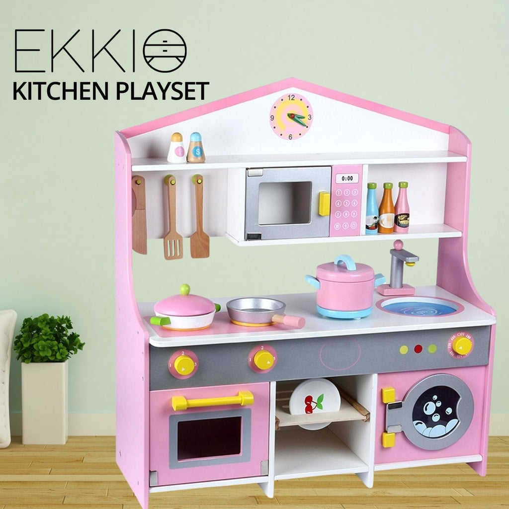 Wooden Kitchen Playset for Kids (Japanese Style Kitchen Set, Violet) EK-KP-104-MS