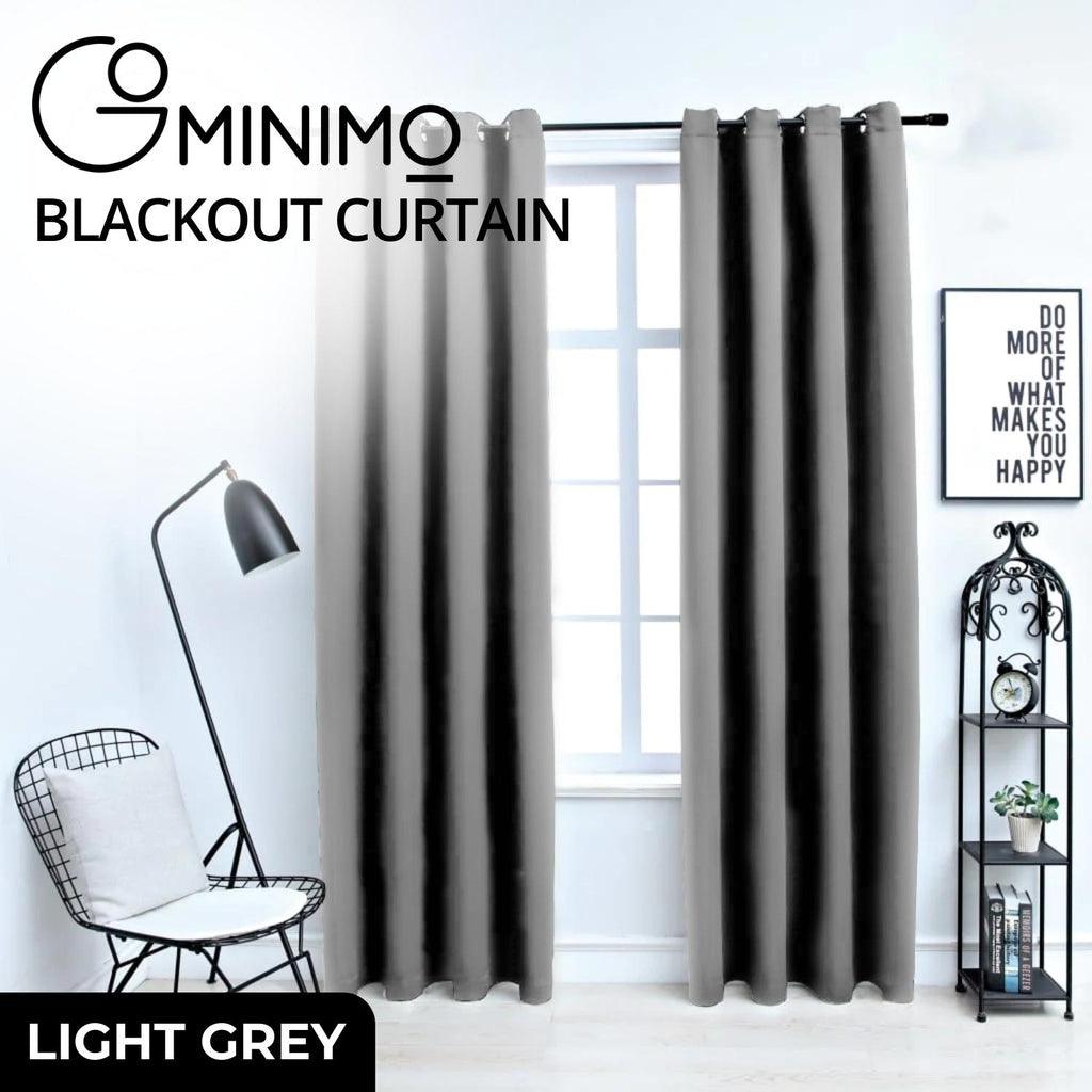 Blackout Window Curtains for Thermal Insulated Room (Set of 2, W132cm x D160cm, Light Grey)