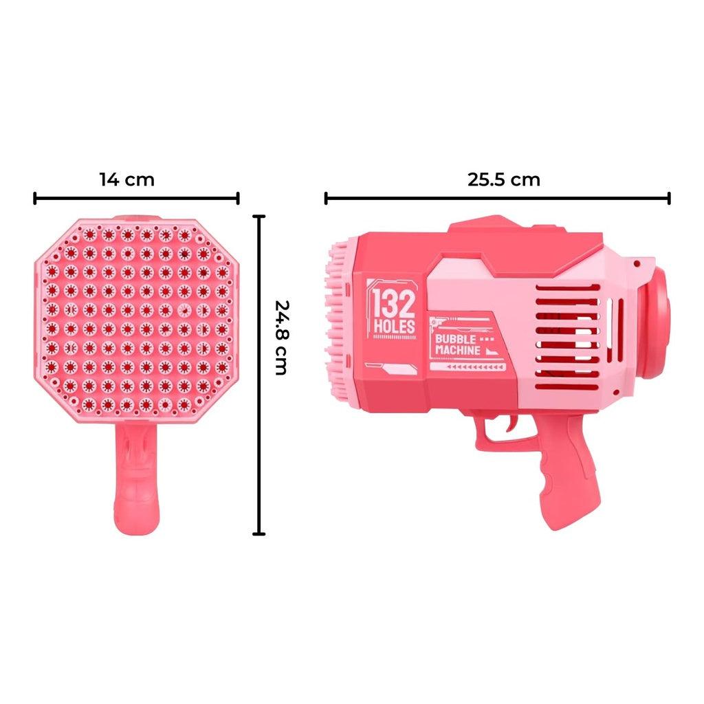 132 Holes Rechargeable Bubbles Machine Gun for Kids (Pink)