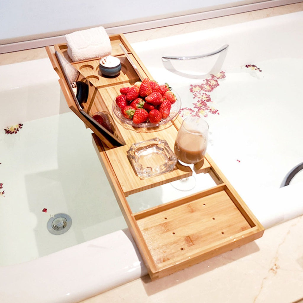 Expandable Bamboo Bathup Caddy Trays