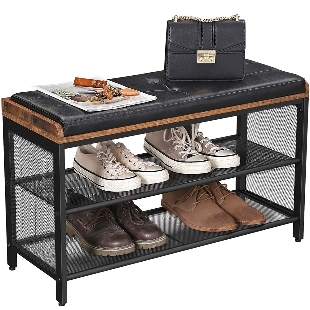 3 Tier Shoe Storage Bench with Padded Seat