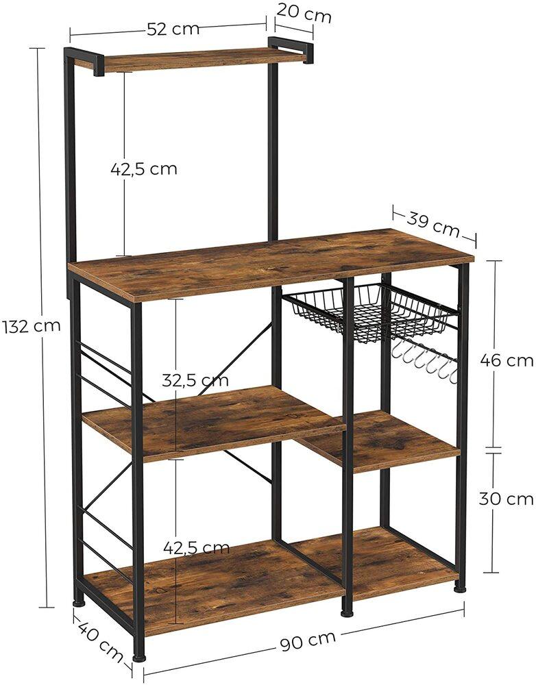 3 Tier Kitchen Storage Shelves with 6 S-Hooks