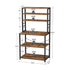 6 Tier Storage Shelves with 6 Hooks Rustic Brown and Black