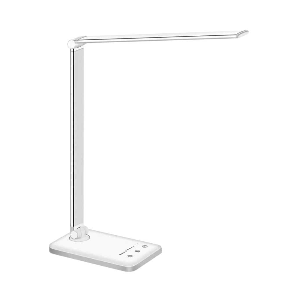 LED Desk Lamp with Wireless Charger & USB Charging Port with 5 Brightness Levels & 5 Lighting Modes (White)