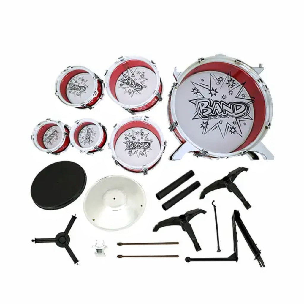 Kids 6pcs Drum Set with Drummer Seat (Red)