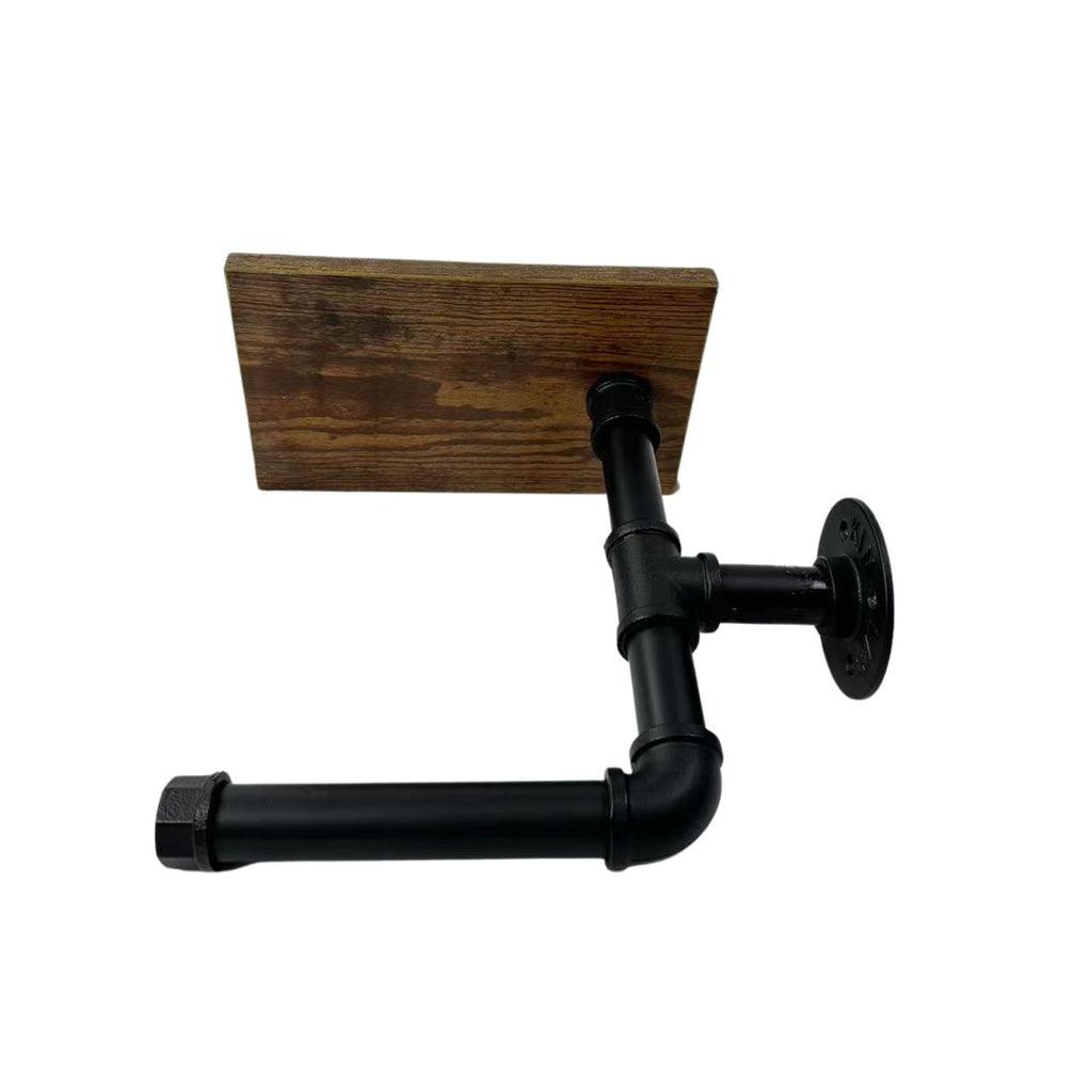 Adjustable Industrial Pipe Toilet Paper Roll Holder with Phone Shelf