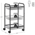 3-Tier Metal Rolling Cart on Wheels with Removable Shelves Black