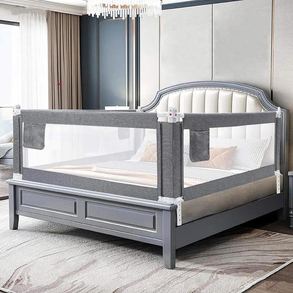 98CM Height Adjustable Folding Kids Safety Queen Size Bed Rail Set (1pcs 150X98CM + 2pcs 200X98CM, Grey) GO-SBR-103-JL