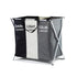 135L Foldable Laundry Cloth Hamper with 3 Sections White + Grey + Black