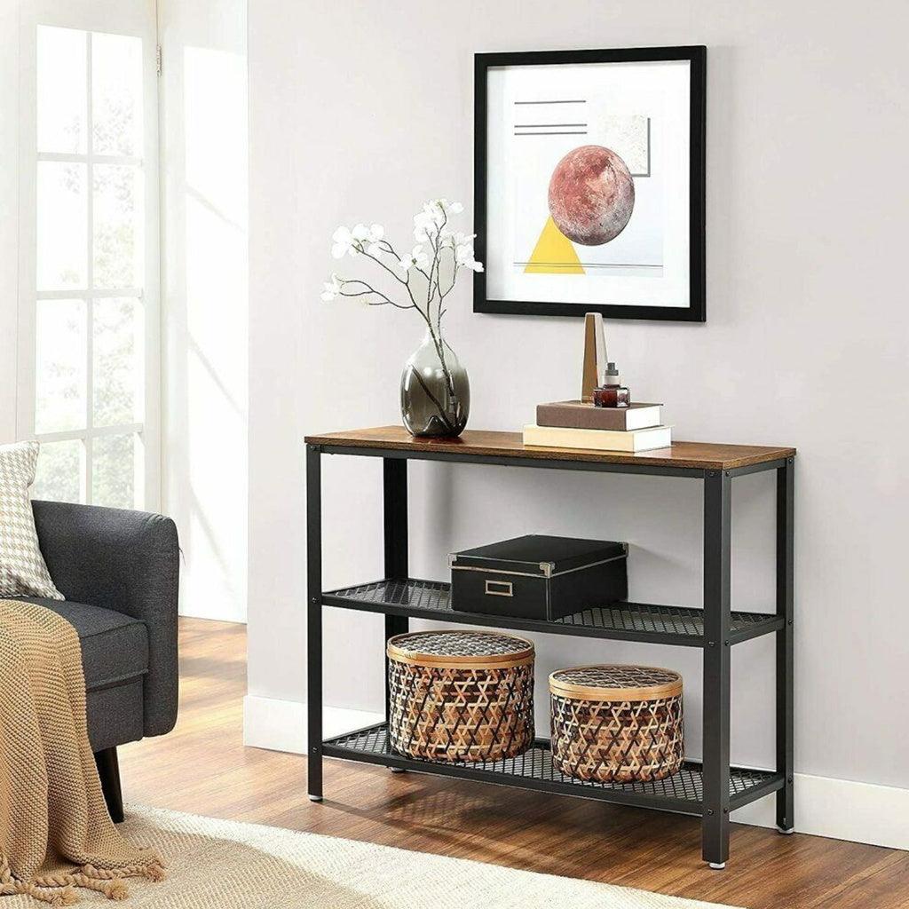 Console Table with 2 Mesh Shelves