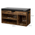 Storage Shoe Bench with Padded Seat 3 Compartments Rustic Brown LHS30BX